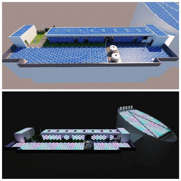 光能寶盒白天發(fā)電和夜晚亮化效果